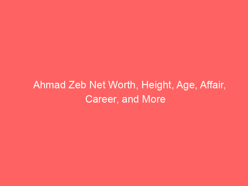 Ahmad Zeb Net Worth, Height, Age, Affair, Career, and More